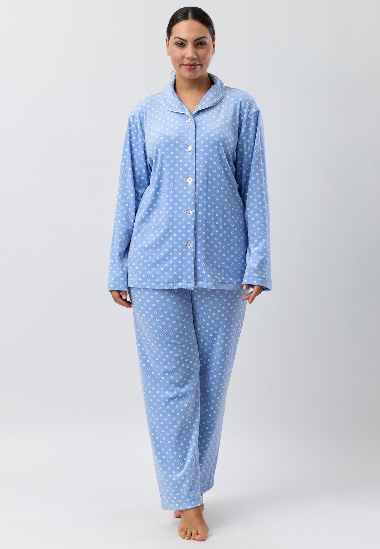 VELOUR SHAWL COLLAR PJ SET BLUE - SK123V5