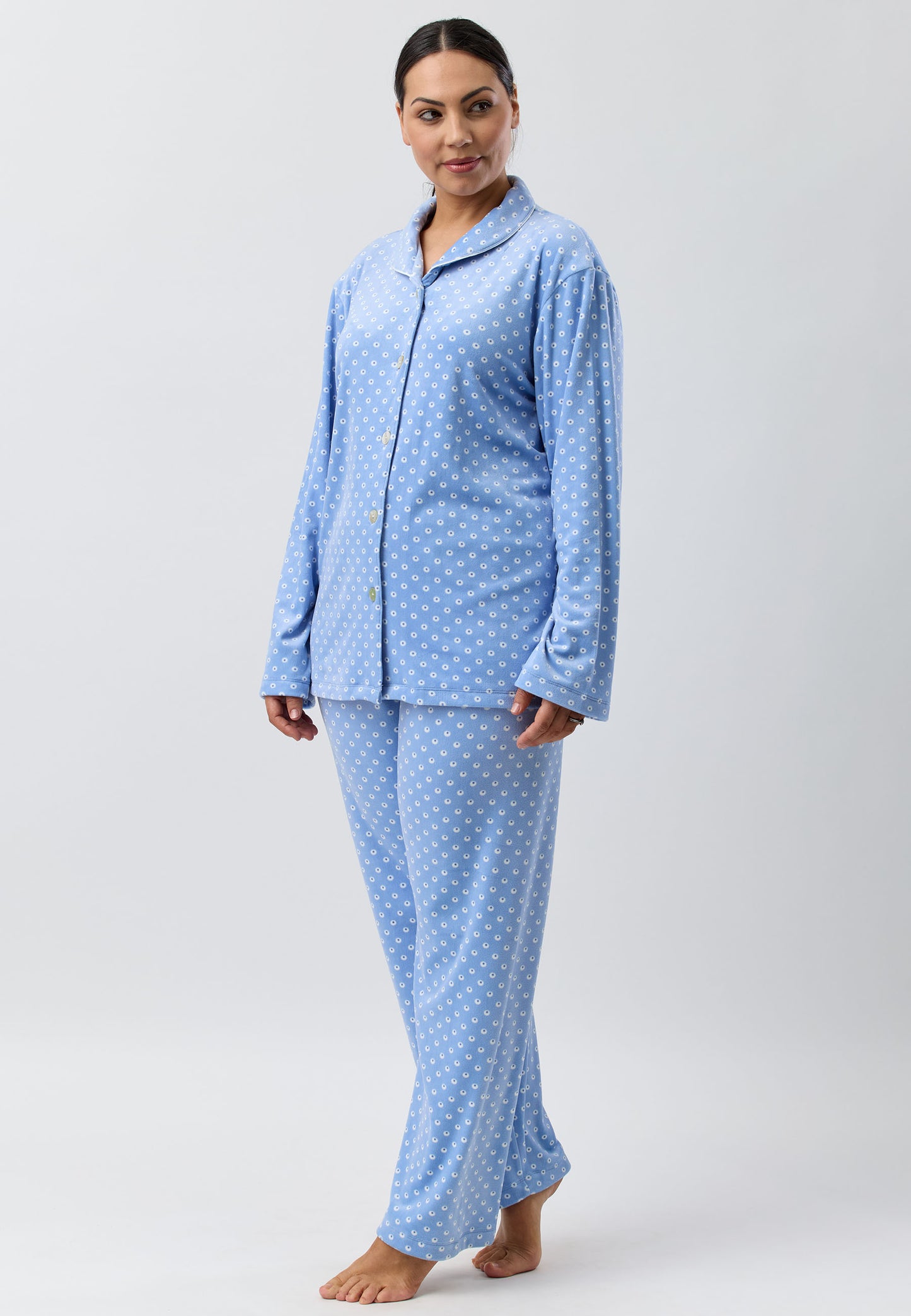 VELOUR SHAWL COLLAR PJ SET BLUE - SK123V5
