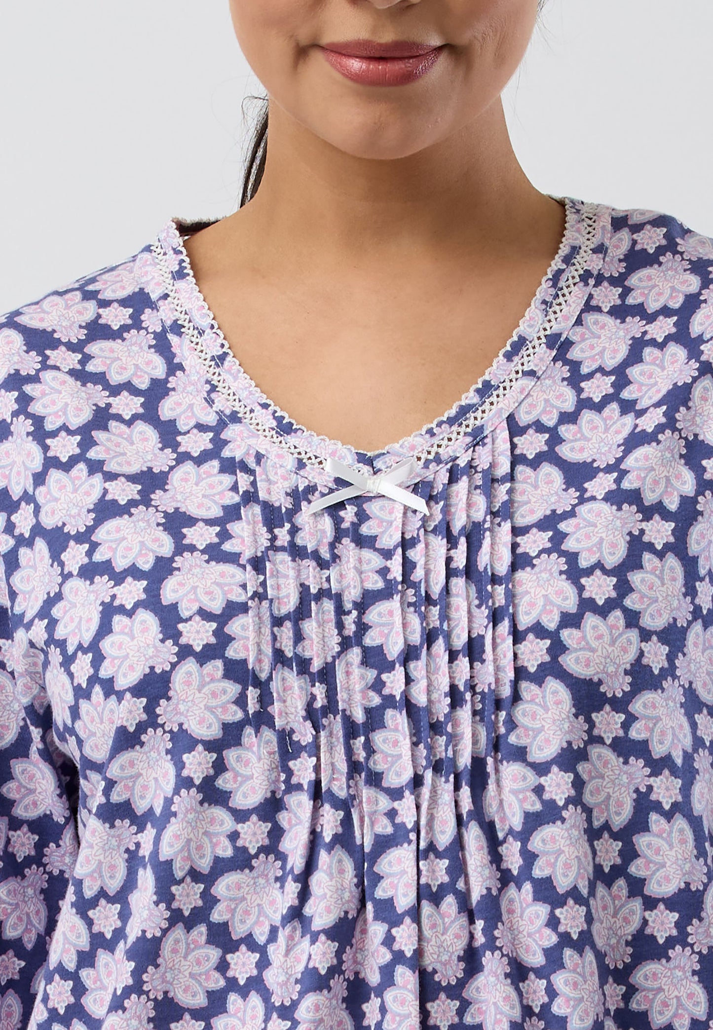 PAISLEY CROCHET NIGHTIE MARINE - SK208P5