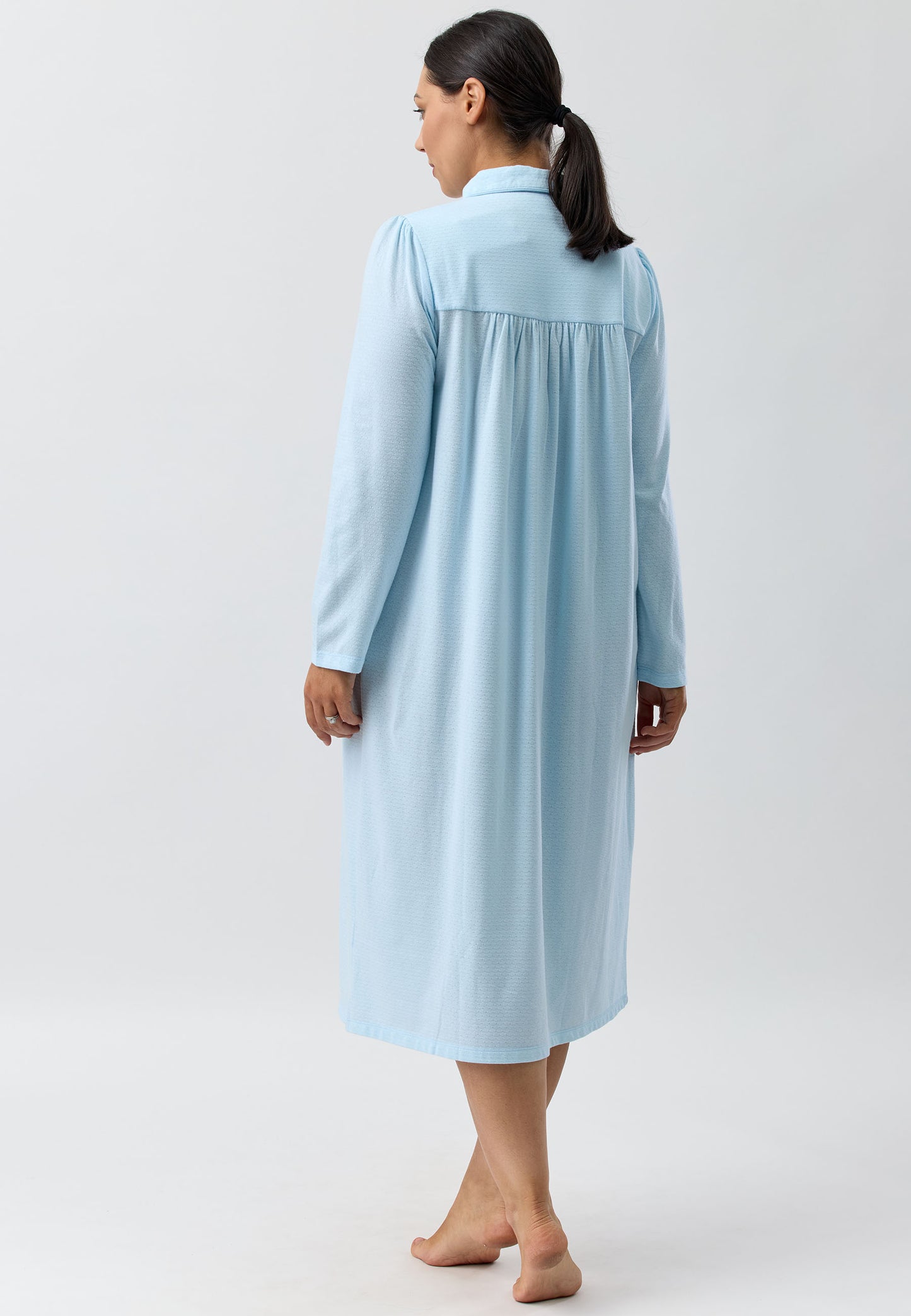 FLEUR EMBROIDERED COLLAR NITGHTIE AQUA - SK252F5