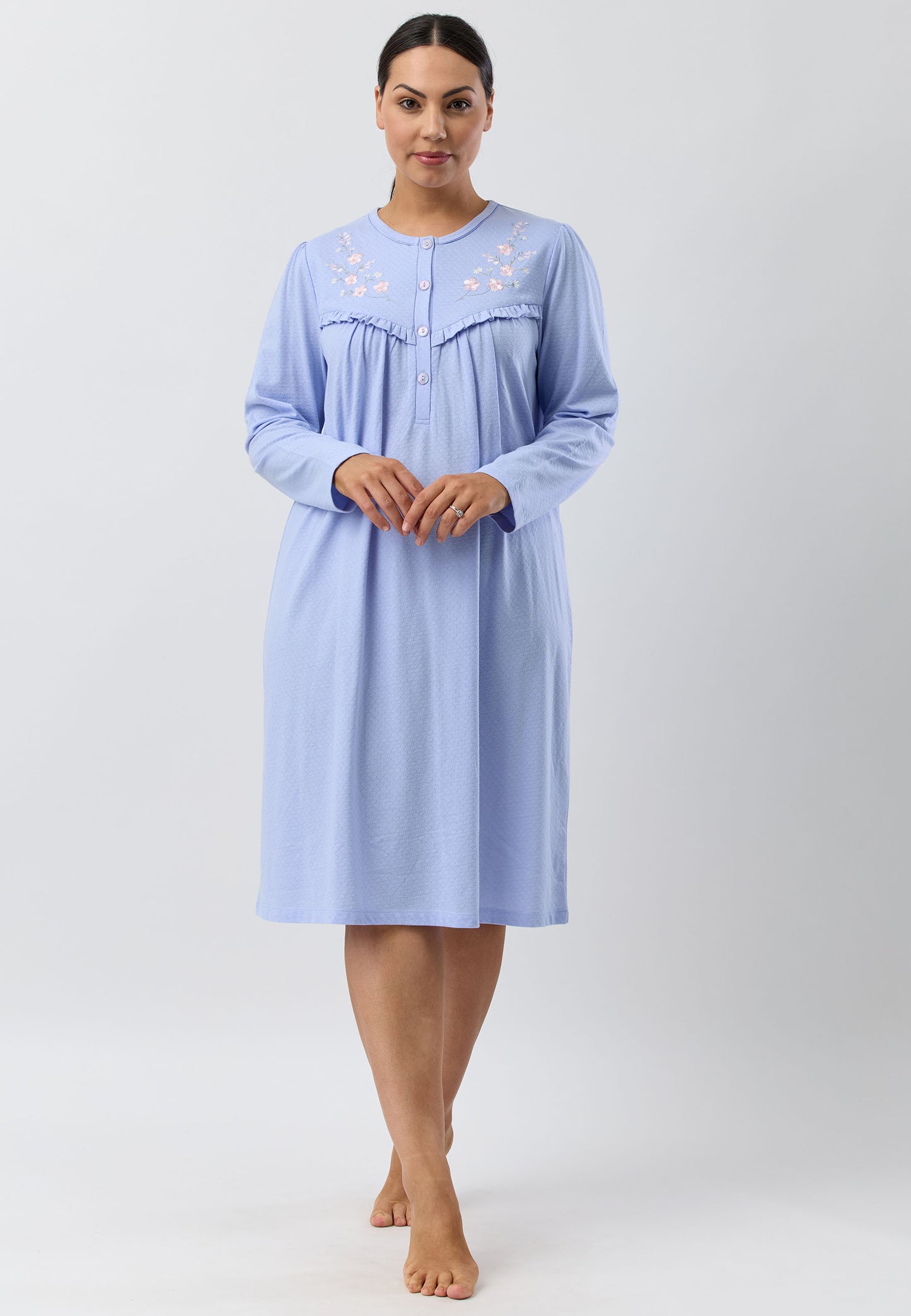 FLEUR EMBROIDERED NIGHTIE LAVENDER - SK253F5
