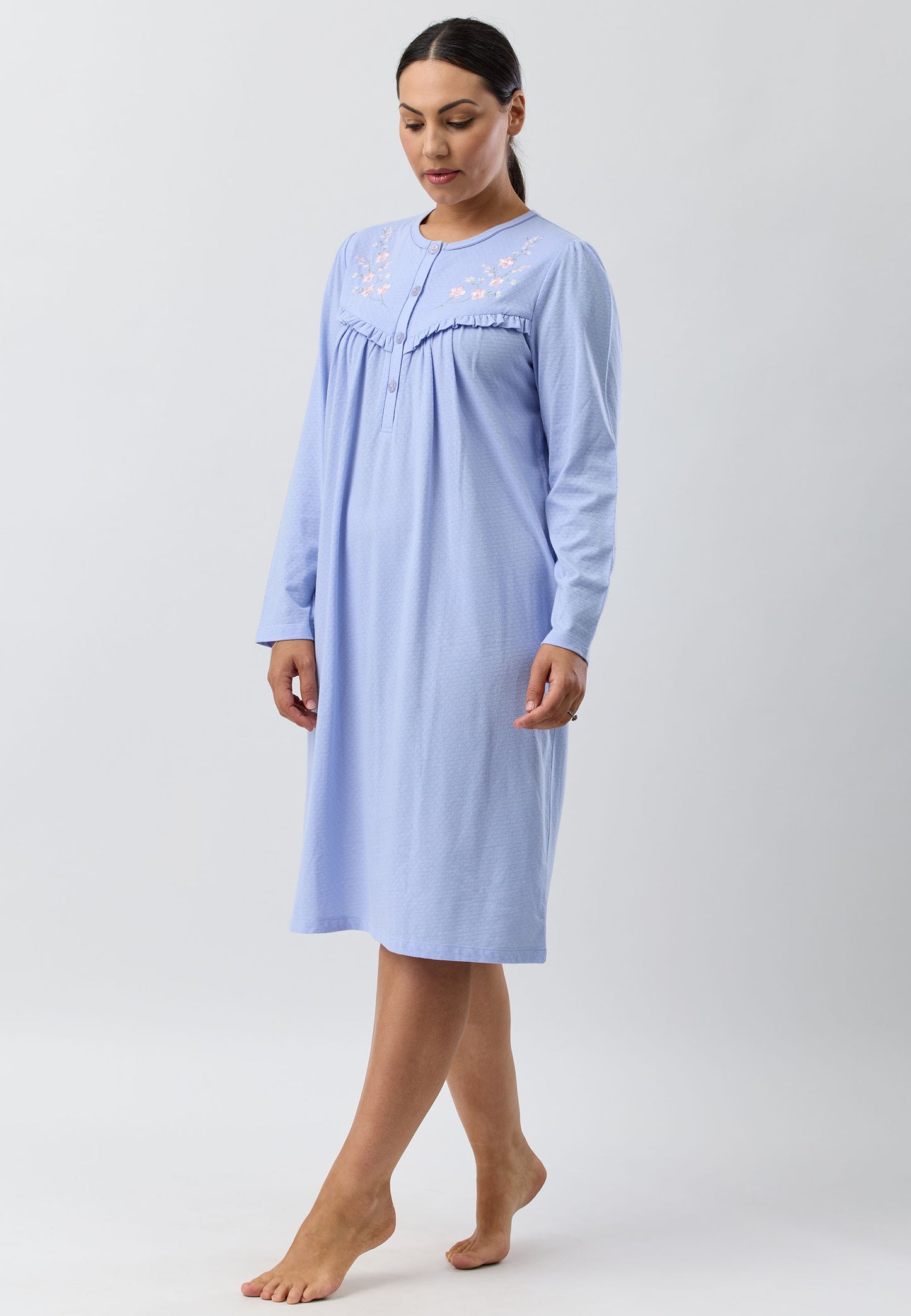 FLEUR EMBROIDERED NIGHTIE LAVENDER - SK253F5