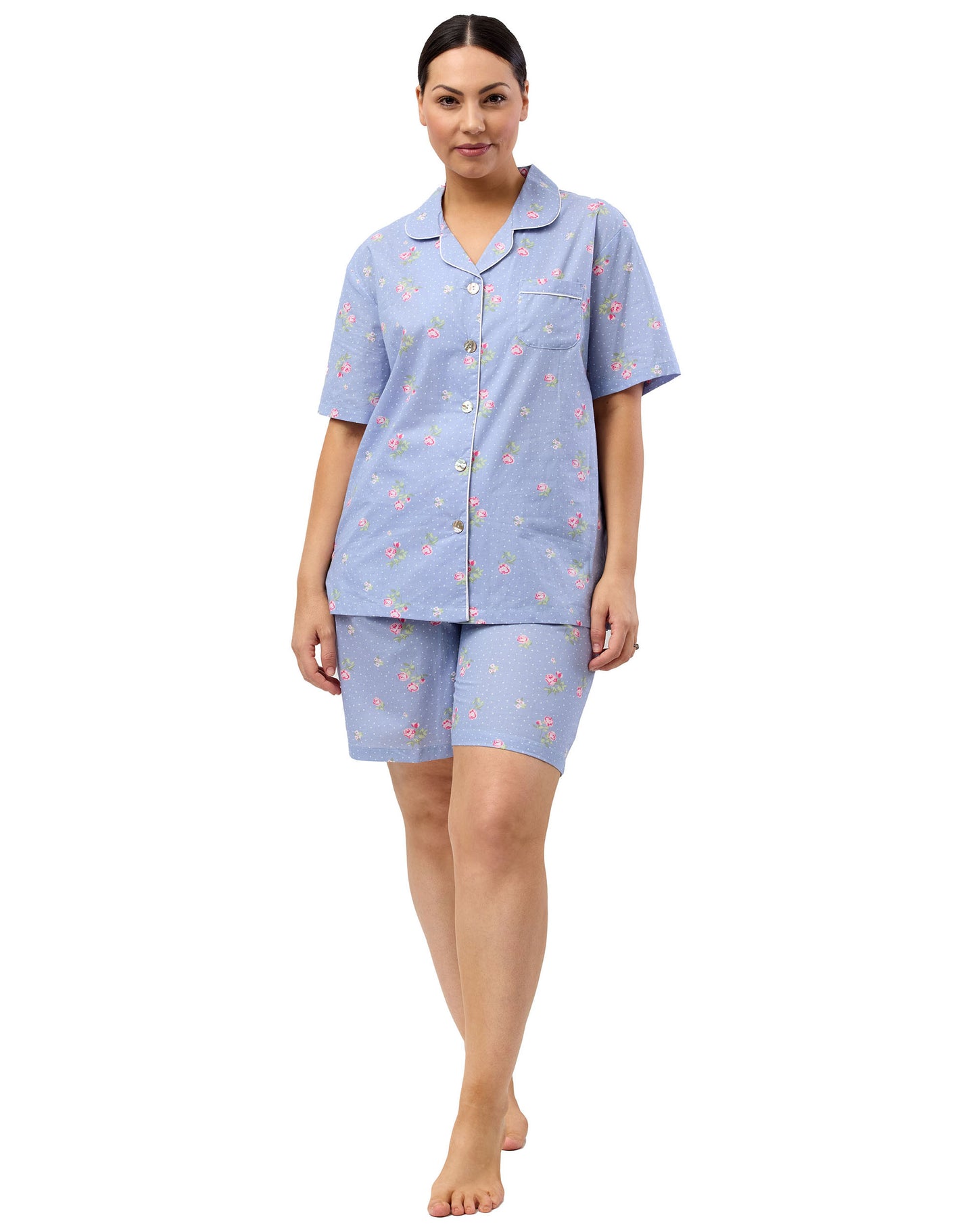 FLORAL SPOT SHORT PJ SET CORNFLOWER - SK506F