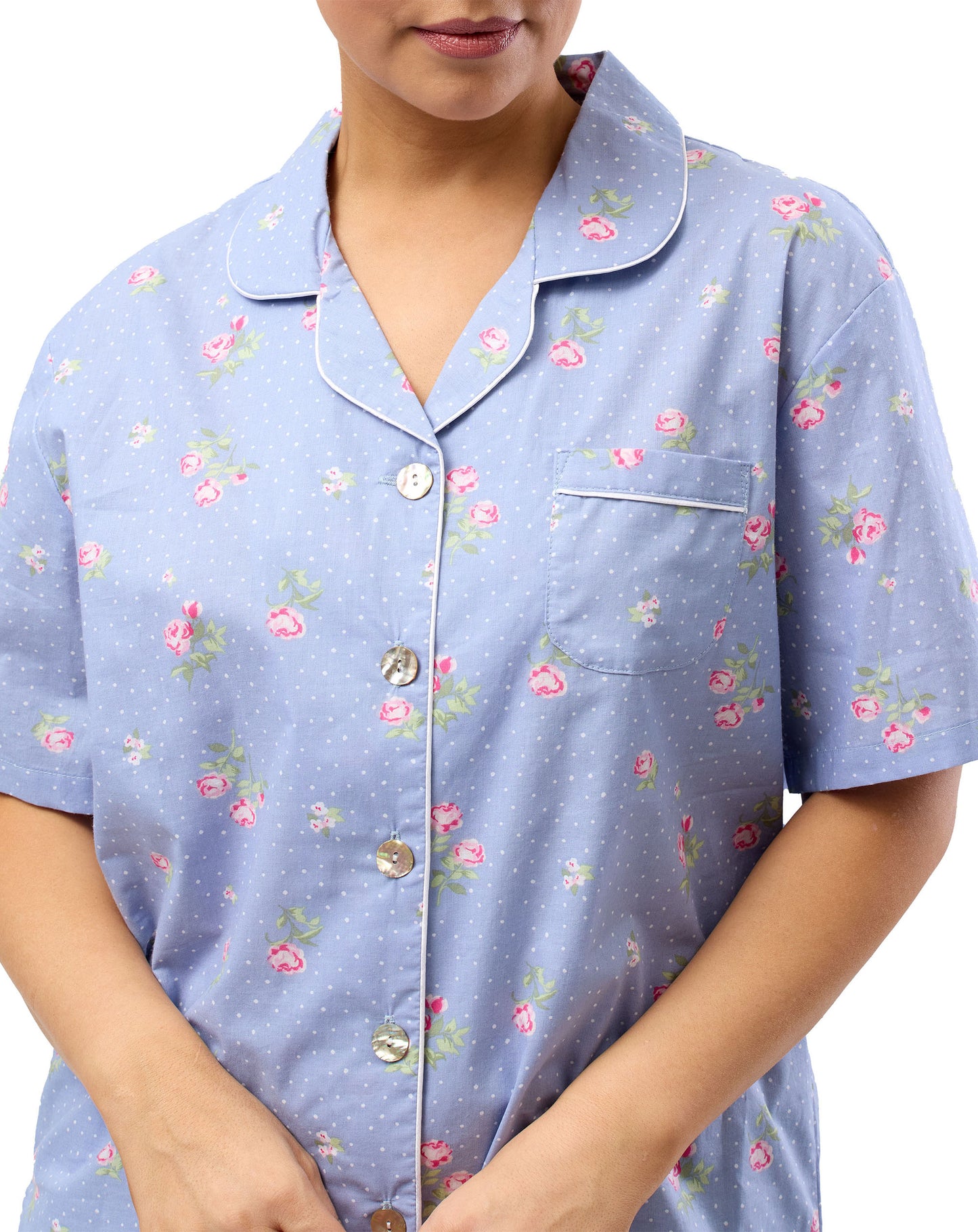 FLORAL SPOT SHORT PJ SET CORNFLOWER - SK506F