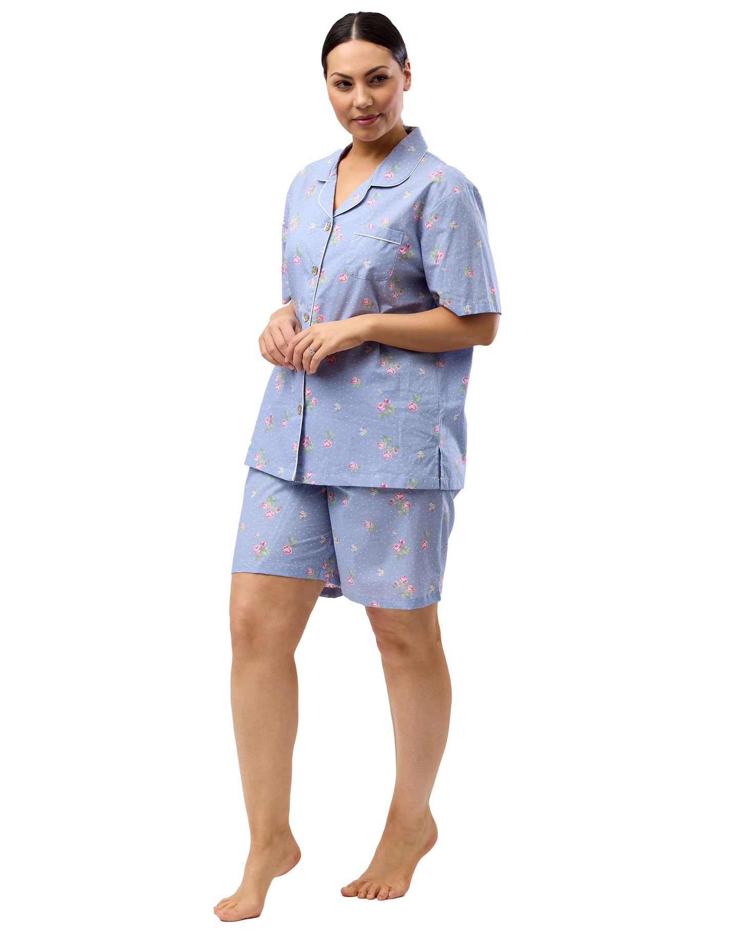 FLORAL SPOT SHORT PJ SET CORNFLOWER - SK506F