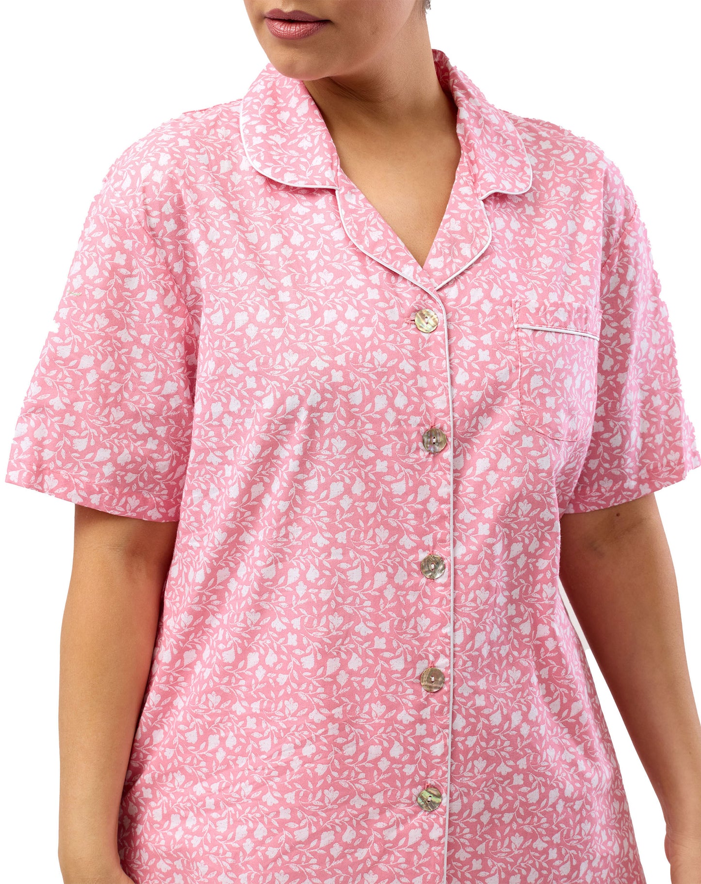 LEAF SHORT PJ SET CORAL - SK506L