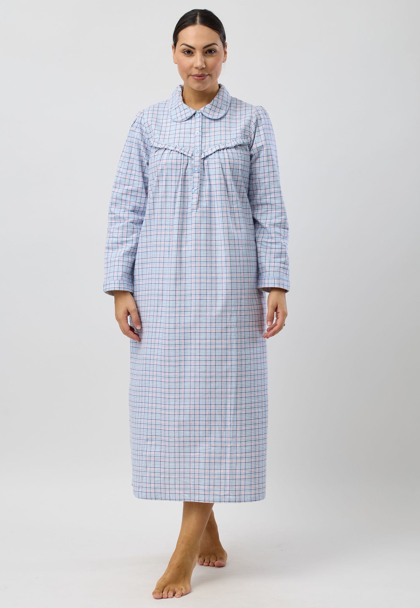 HOUNDSTOOTH COLLAR NIGHTIE BLUE - SK618H5