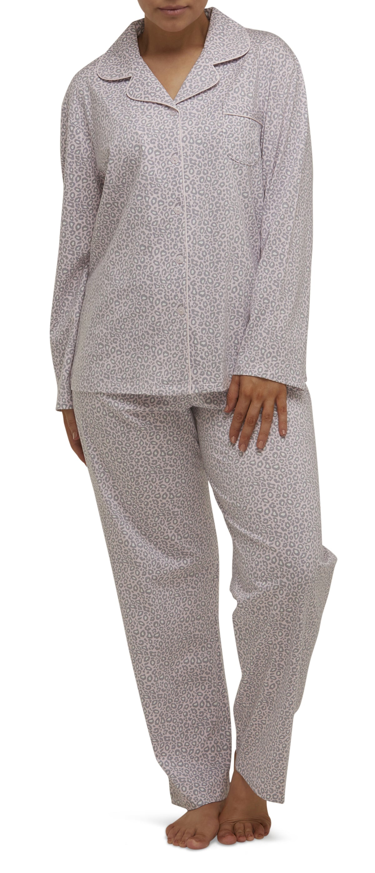 LEOPARD REVERE PJ SET PALE PINK -SK105L