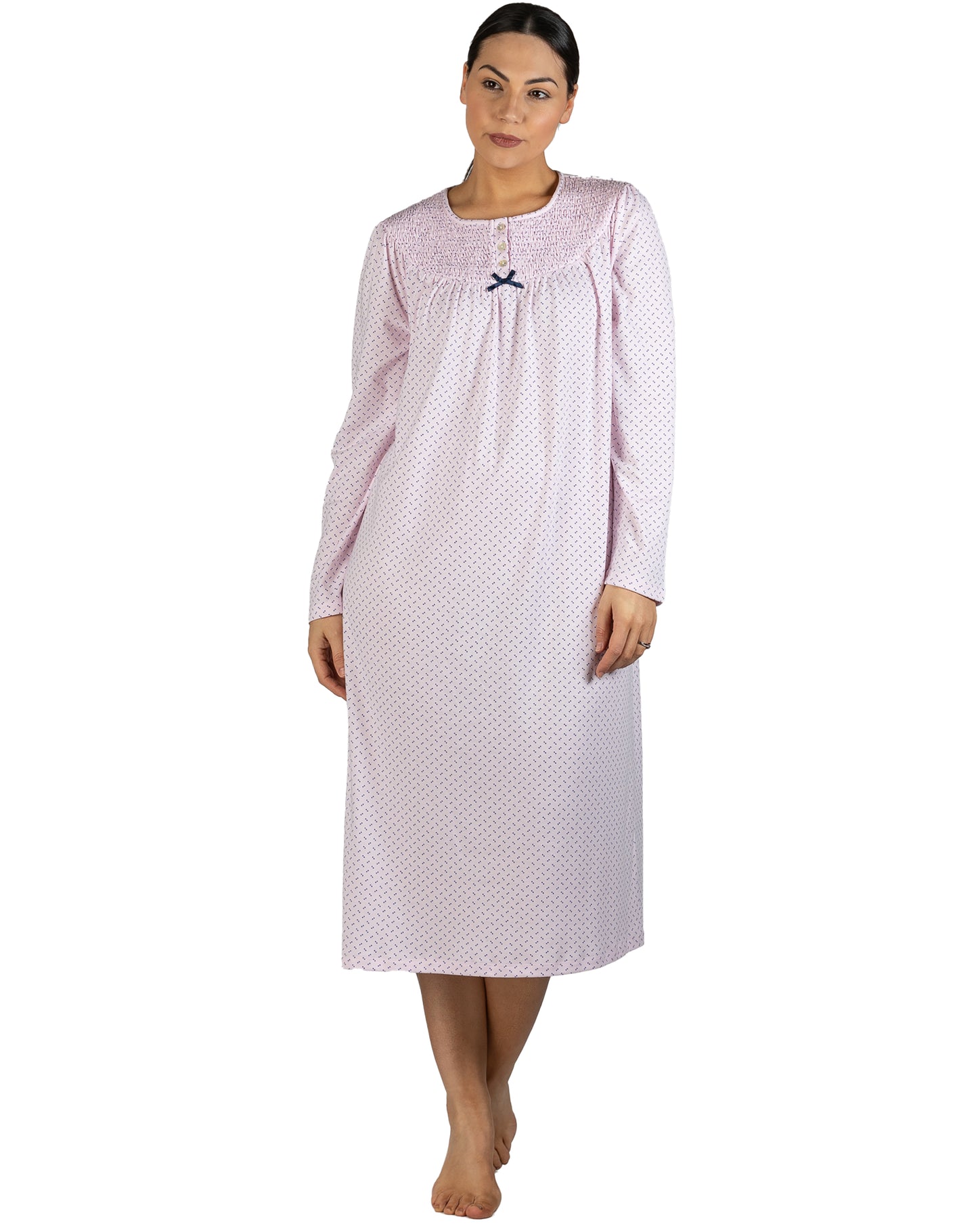 SPOT SMOCKING NIGHTIE PINK - SK206S