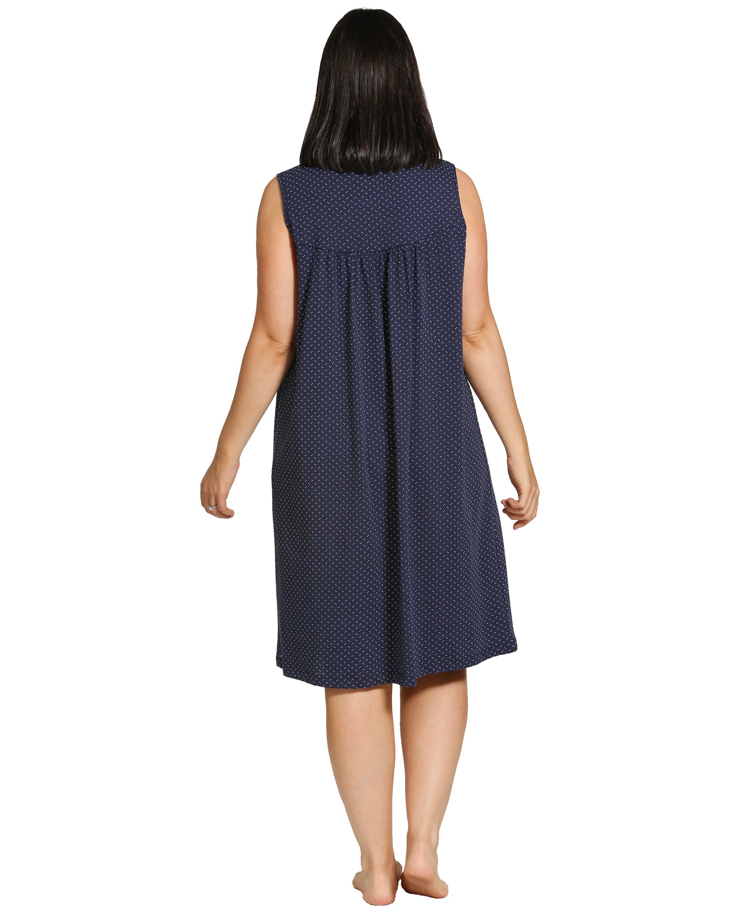 SPOT EMBROIDERY SLEEVELESS NIGHTIE NAVY - SK401SE