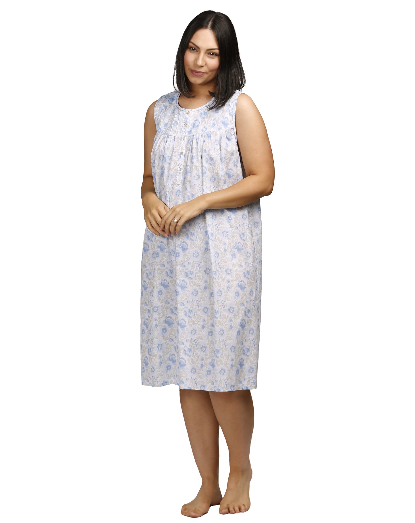 HIBISCUS SLEEVELESS NIGHTIE BLUE - SK801H