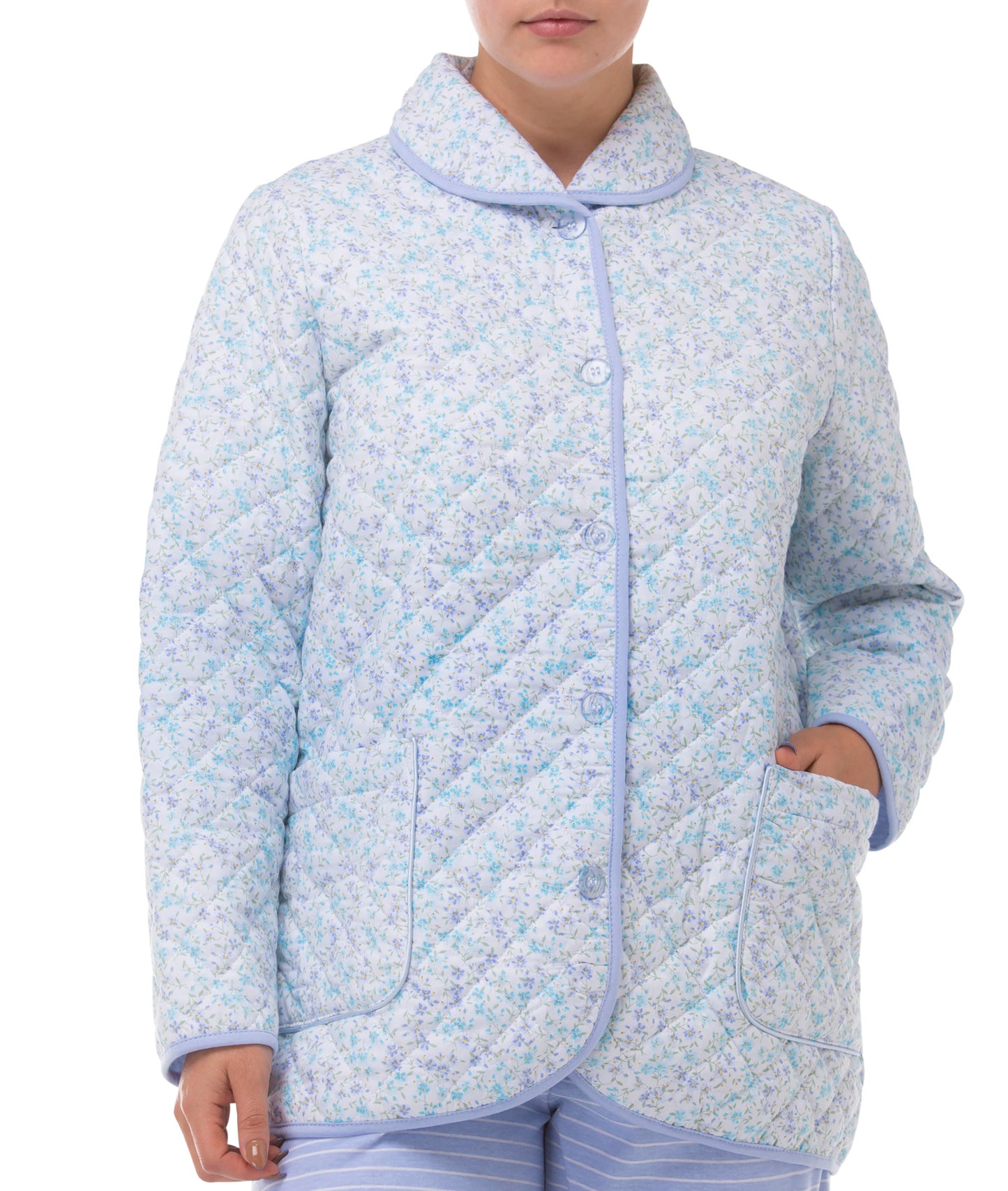 LOLA QUILTED BED JACKET BLUE - SK401