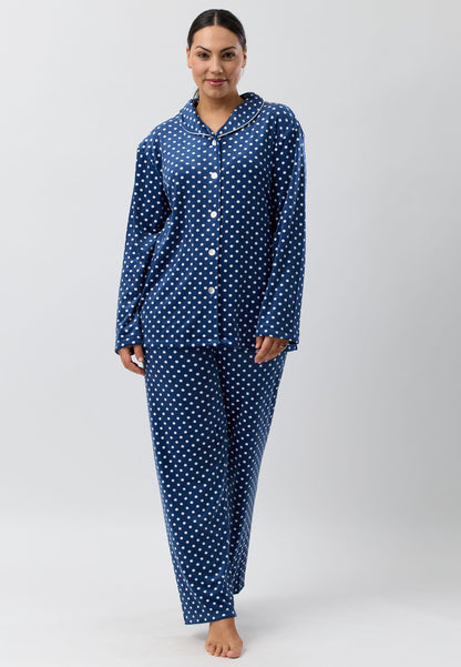 VELOUR SHAWL COLLAR PJ SET NAVY - SK123V5