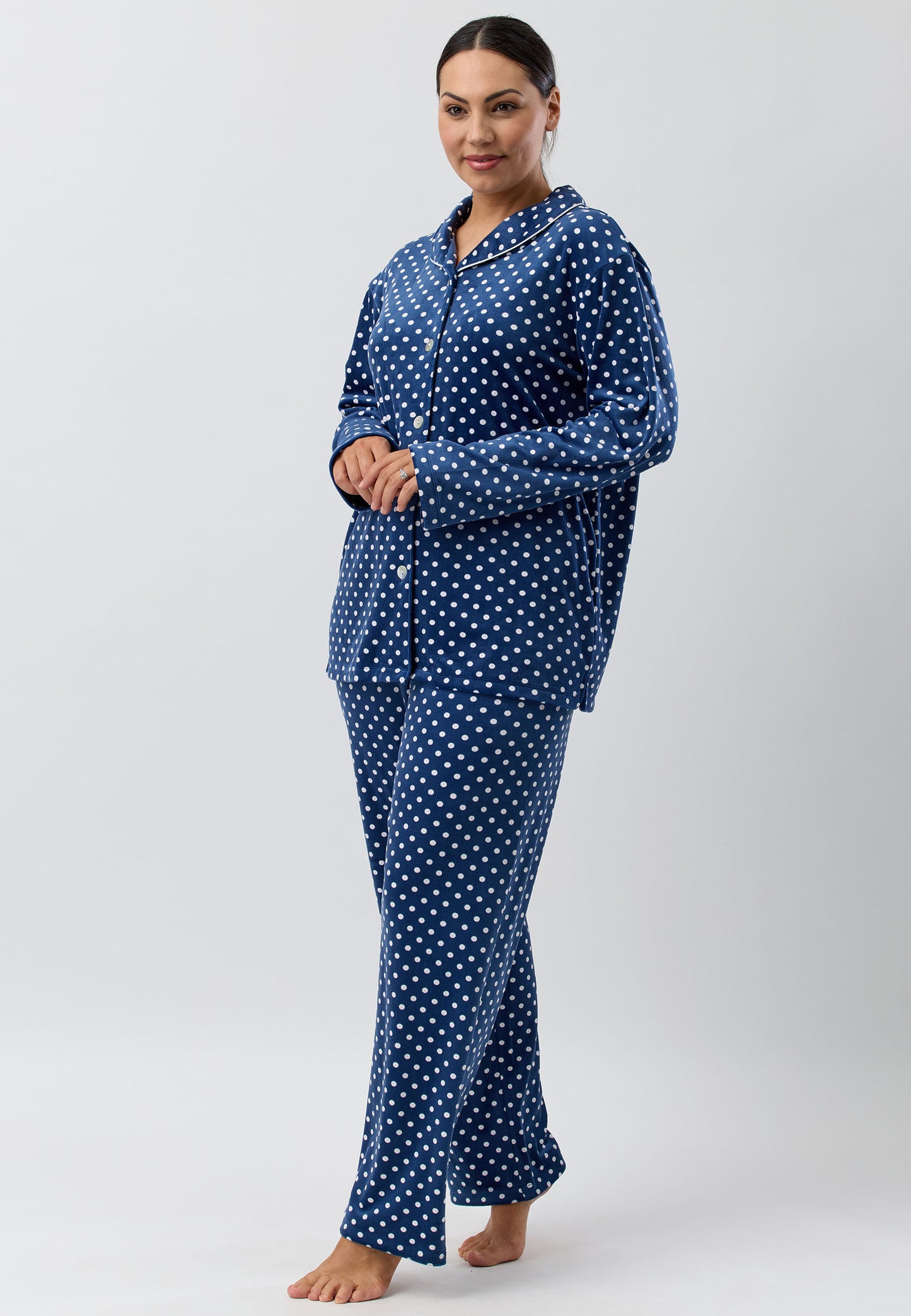 VELOUR SHAWL COLLAR PJ SET NAVY - SK123V5