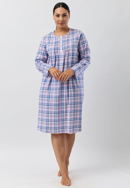 CHECK NIGHTIE BLUE - SK203C5