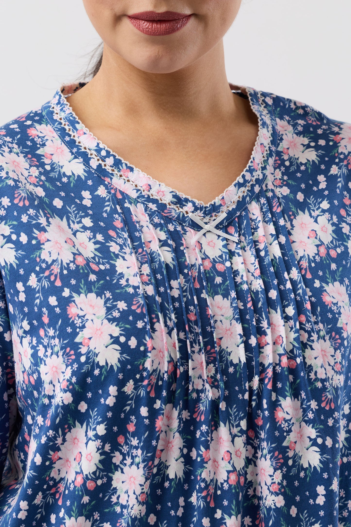 BOUQUET CROCHET NIGHTIE NAVY - SK208B6