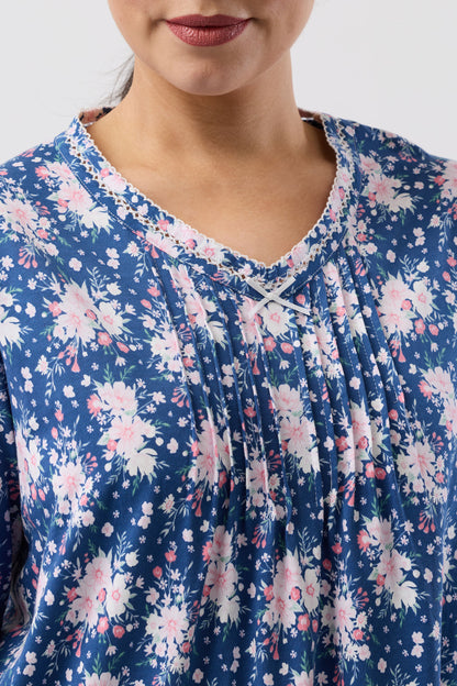 BOUQUET CROCHET NIGHTIE NAVY - SK208B6