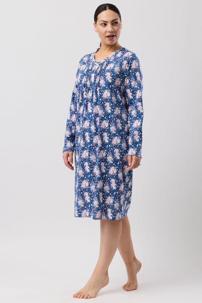 BOUQUET CROCHET NIGHTIE NAVY - SK208B6