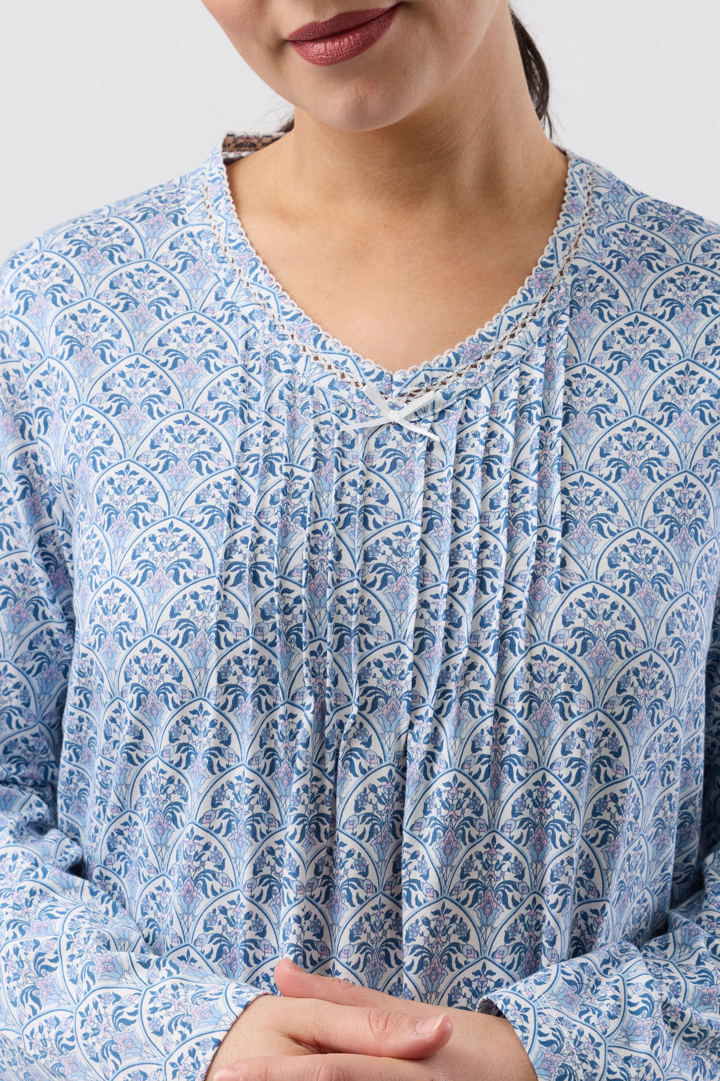 ORIENTAL CROCHET NIGHTIE TEAL - SK208O6