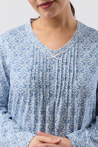 ORIENTAL CROCHET NIGHTIE TEAL - SK208O6