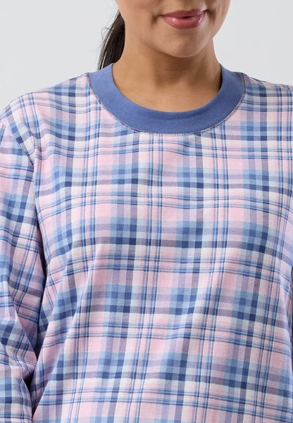CHECK SKI NIGHTIE BLUE - SK231C5