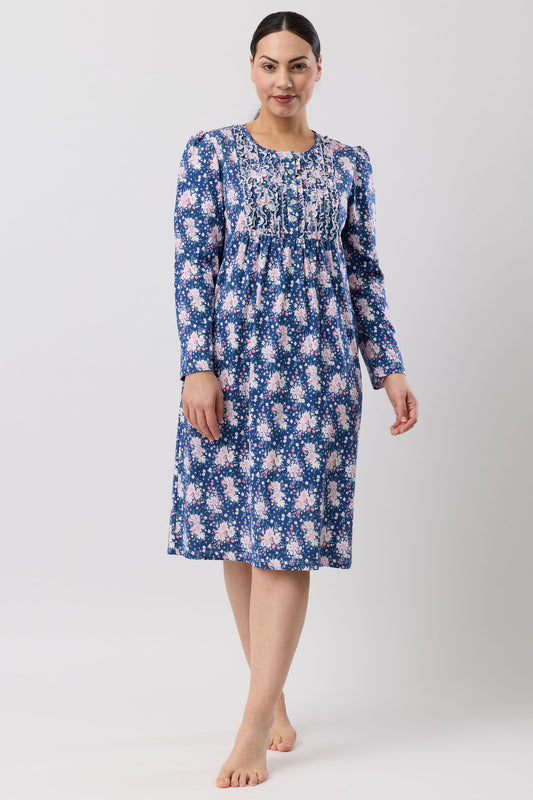 BOUQUET RUFFLE NIGHTIE NAVY - SK242B6