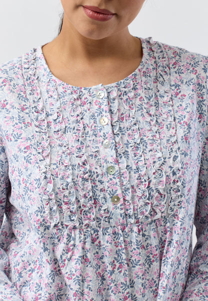 FLOWERETTE RUFFLE NIGHTIE PINK - SK242F5