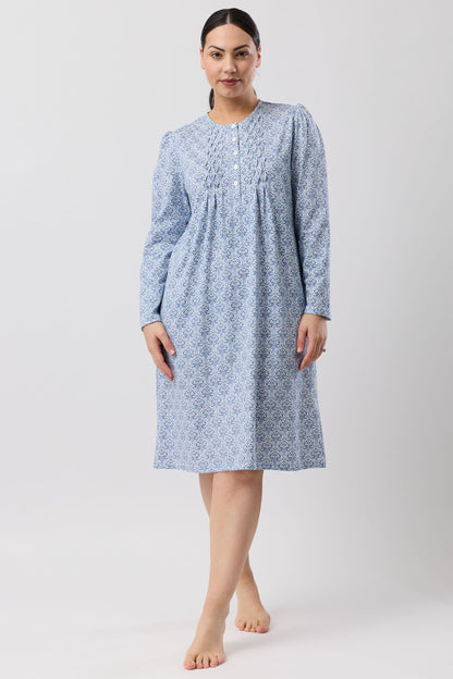 ORIENTAL SMOCK NIGHTIE TEAL - SK244O6
