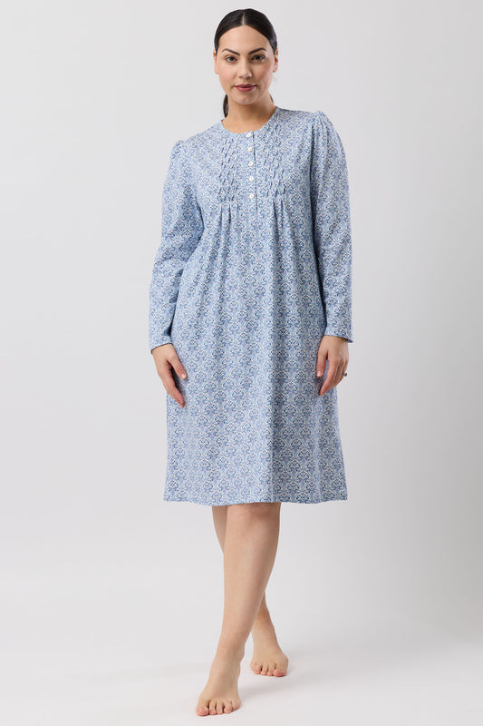 ORIENTAL SMOCK NIGHTIE TEAL - SK244O6
