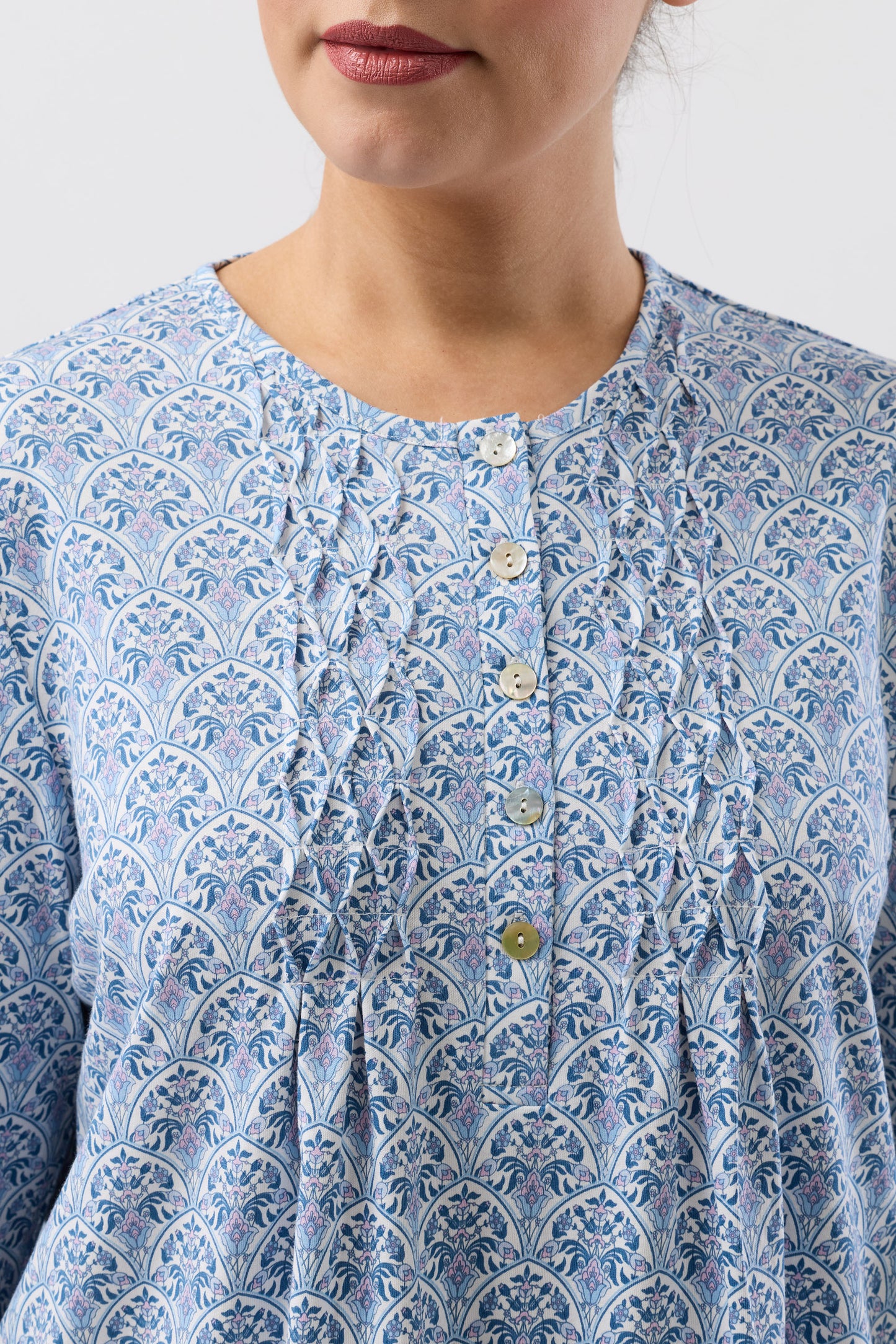 ORIENTAL SMOCK NIGHTIE TEAL - SK244O6