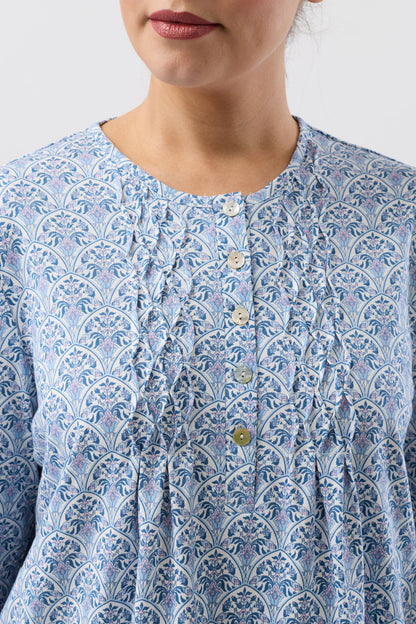 ORIENTAL SMOCK NIGHTIE TEAL - SK244O6