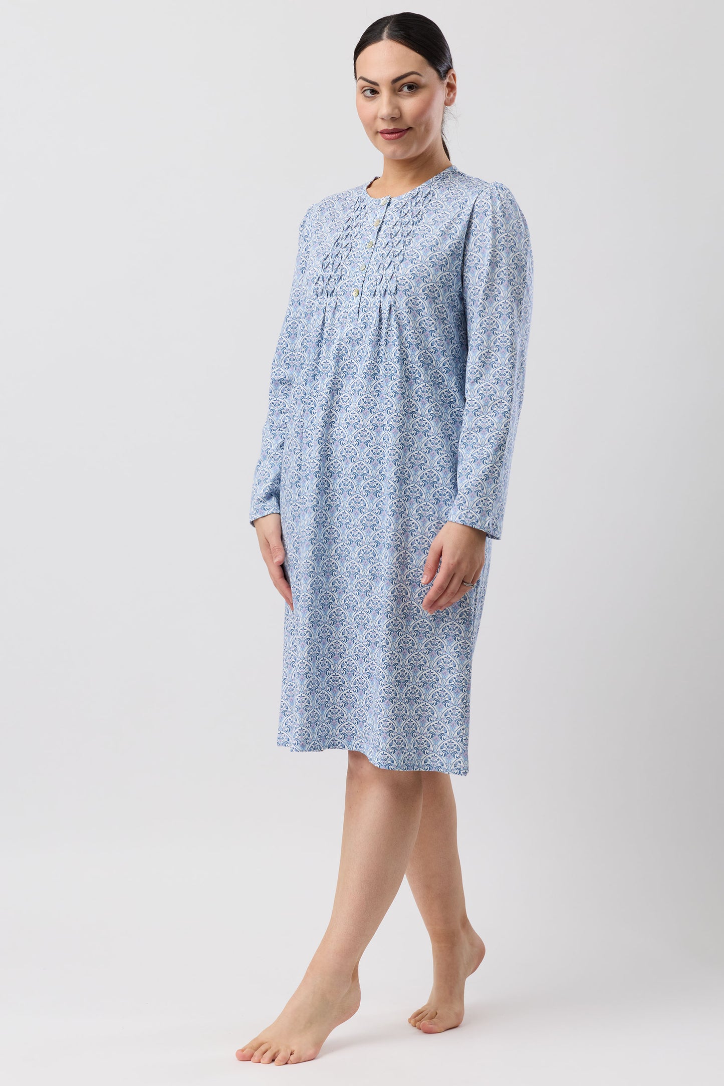 ORIENTAL SMOCK NIGHTIE TEAL - SK244O6