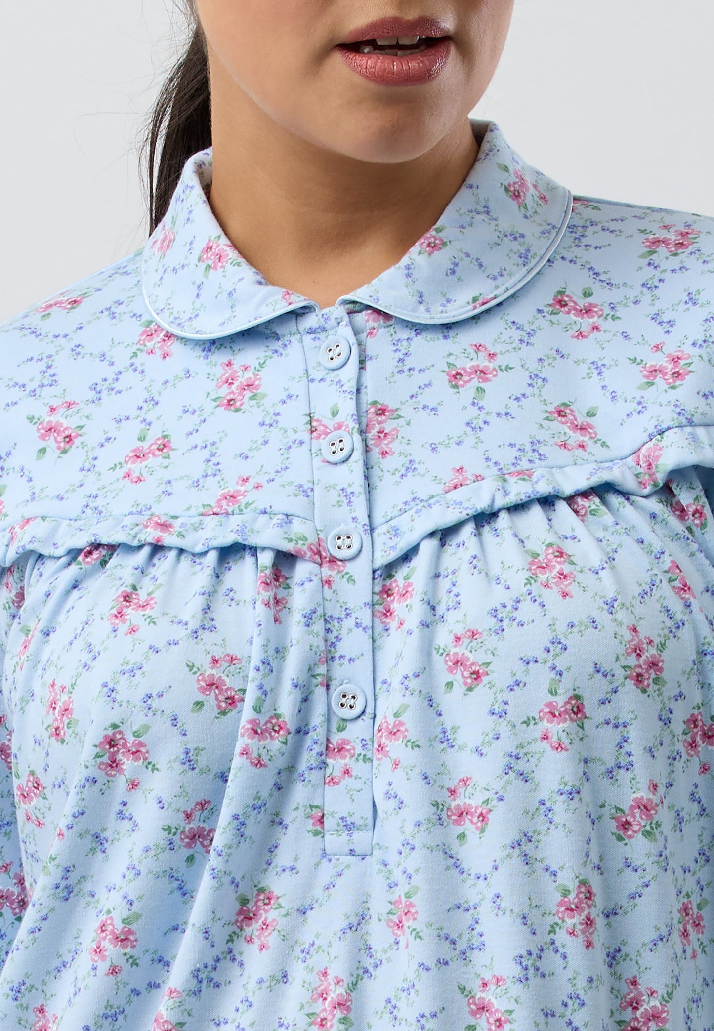 POSY COLLAR NIGHTIE BLUE - SK248PO5