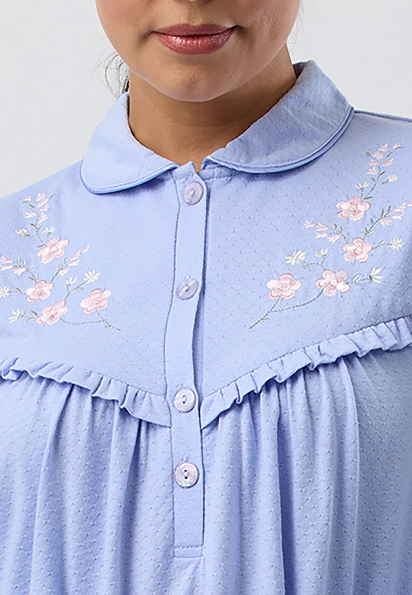 FLEUR EMBROIDERED COLLAR  NITGHTIE LAVENDER - SK252F5