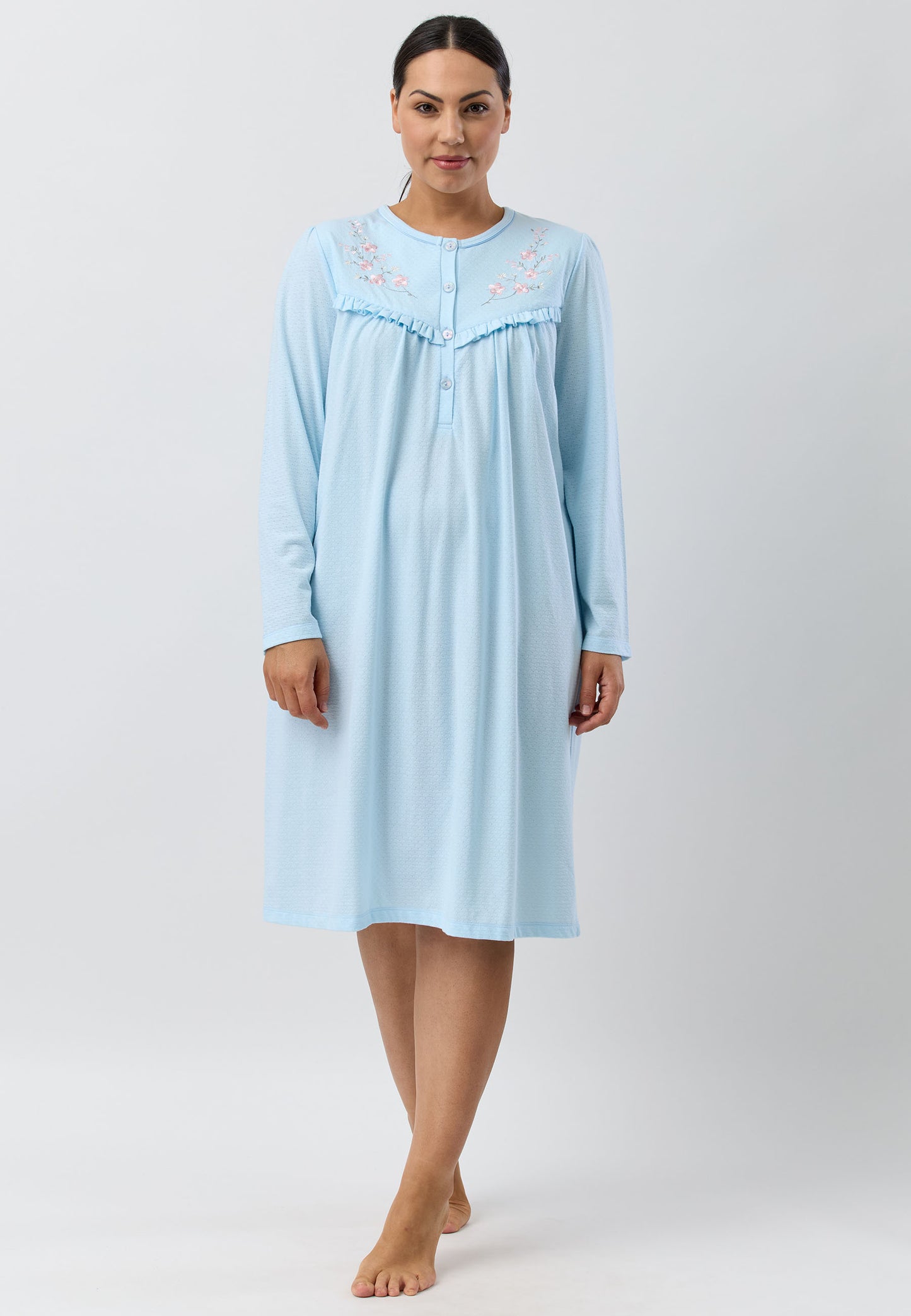 FLEUR EMBROIDERED NIGHTIE AQUA - SK253F5