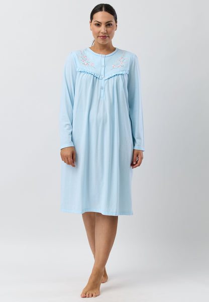 FLEUR EMBROIDERED NIGHTIE AQUA - SK253F5
