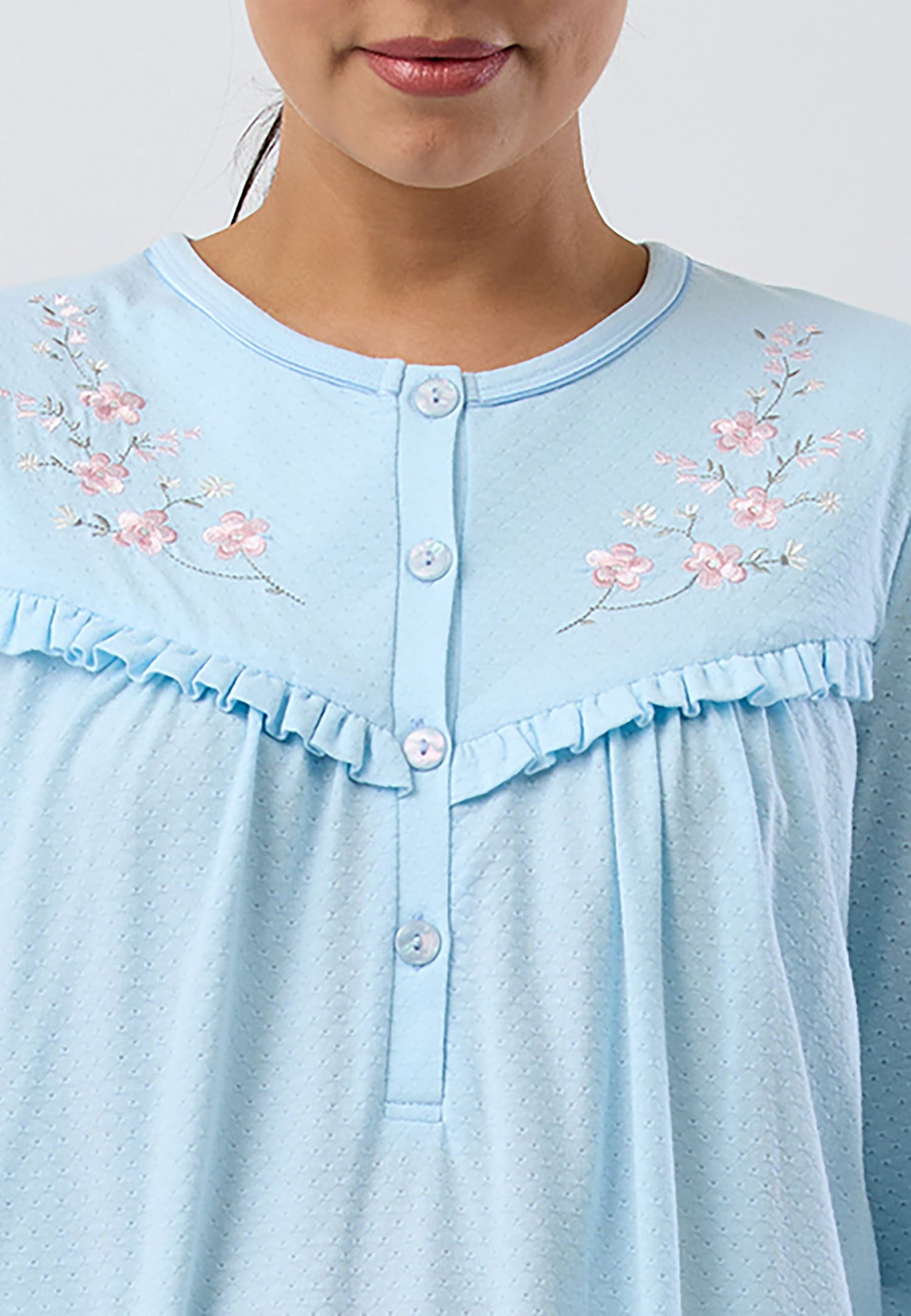 FLEUR EMBROIDERED NIGHTIE AQUA - SK253F5