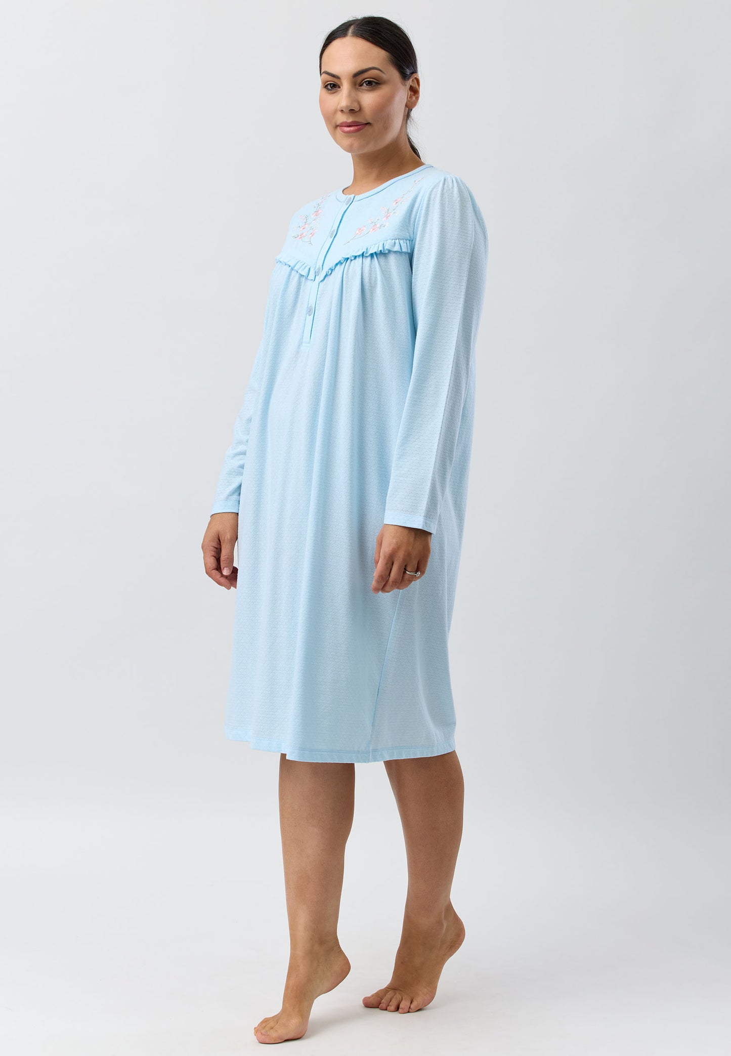 FLEUR EMBROIDERED NIGHTIE AQUA - SK253F5