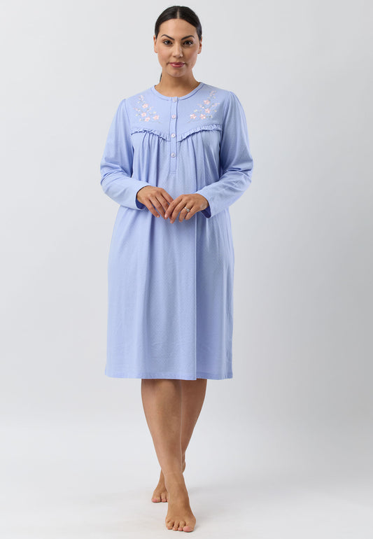 FLEUR EMBROIDERED NIGHTIE LAVENDER - SK253F5