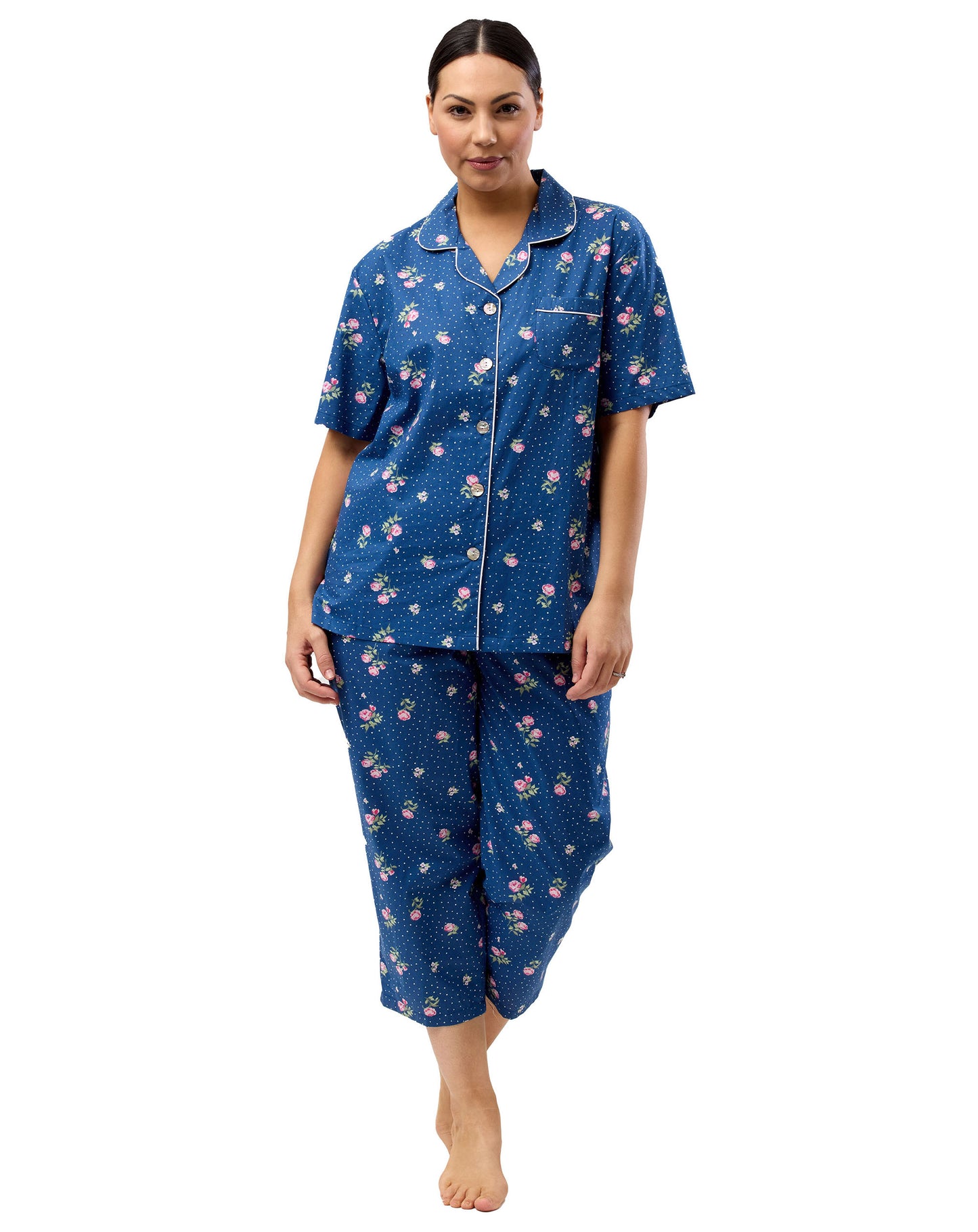 FLORAL SPOT PJ SET NAVY - SK500F