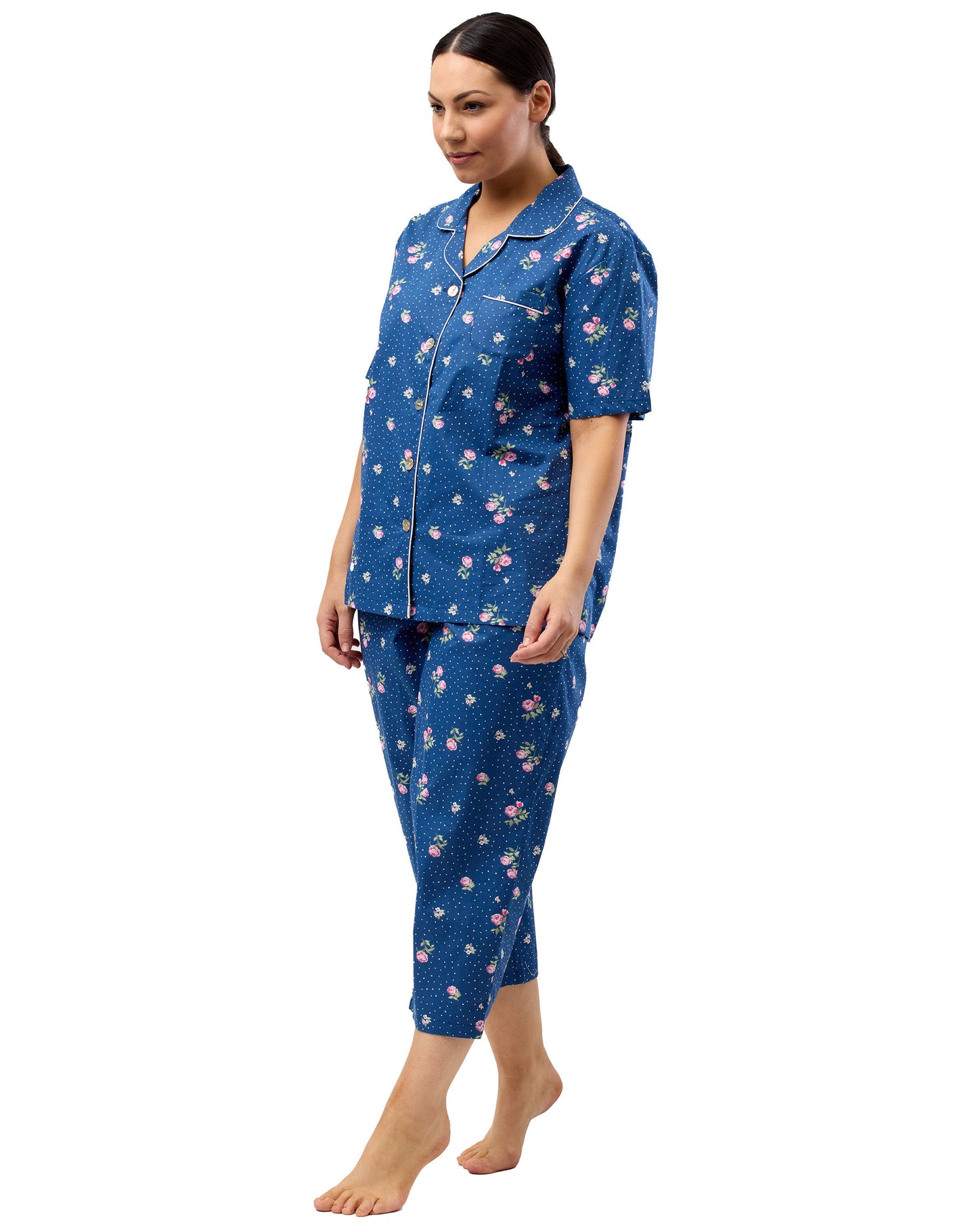 FLORAL SPOT PJ SET NAVY - SK500F