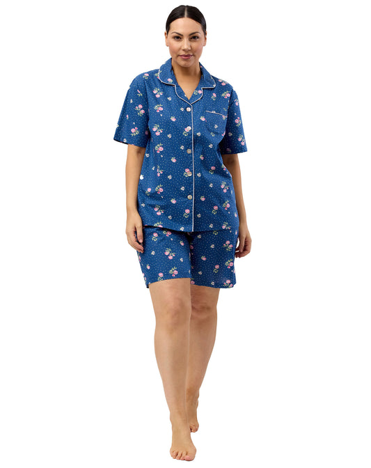 FLORAL SPOT SHORT PJ SET NAVY - SK506F