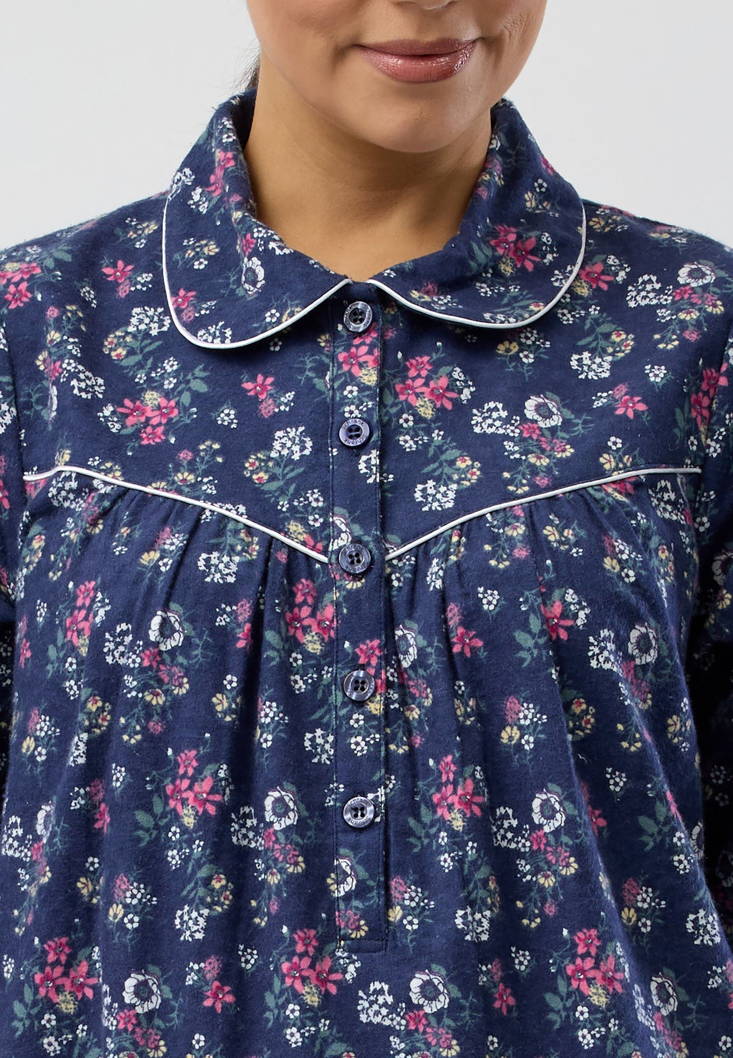 CRAB APPLE COLLAR NIGHTIE NAVY - SK612C5