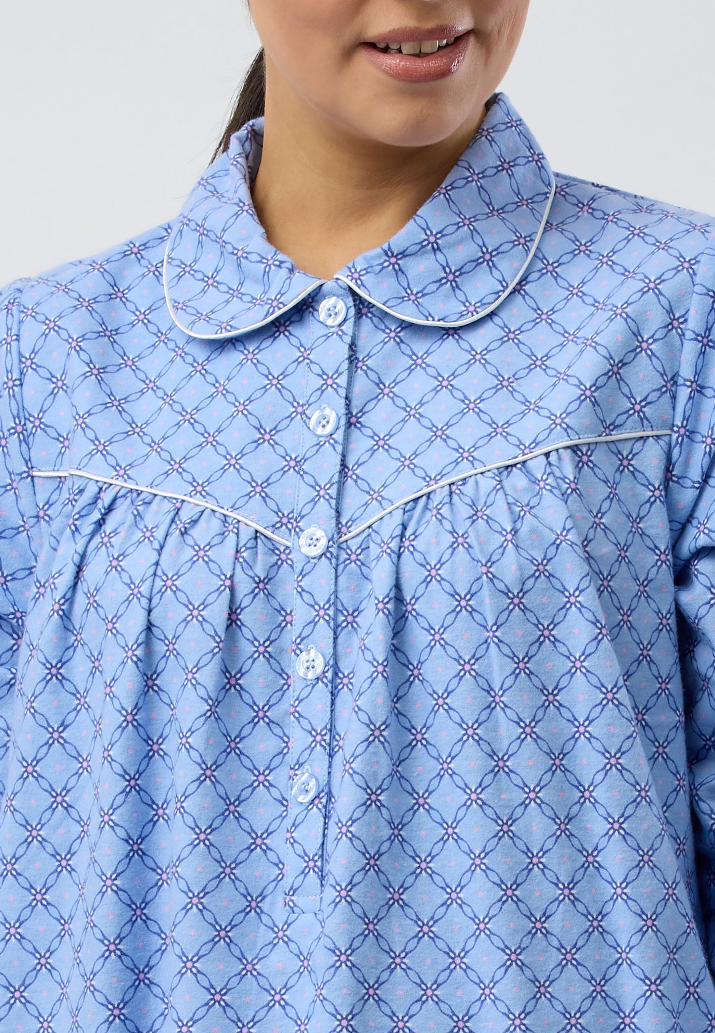 LATTICE COLLAR  NIGHTIE BLUE - SK612L5
