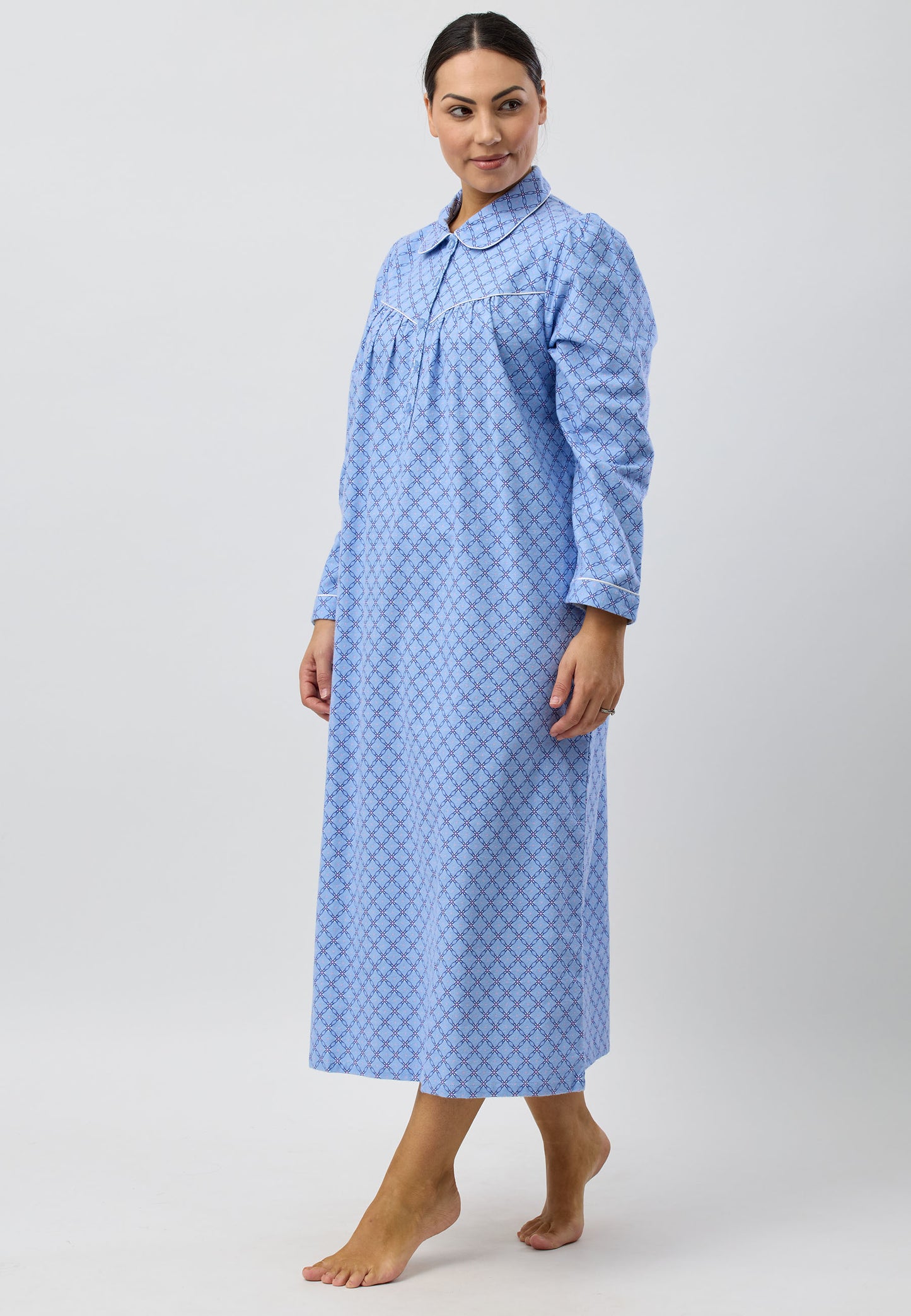 LATTICE COLLAR  NIGHTIE BLUE - SK612L5