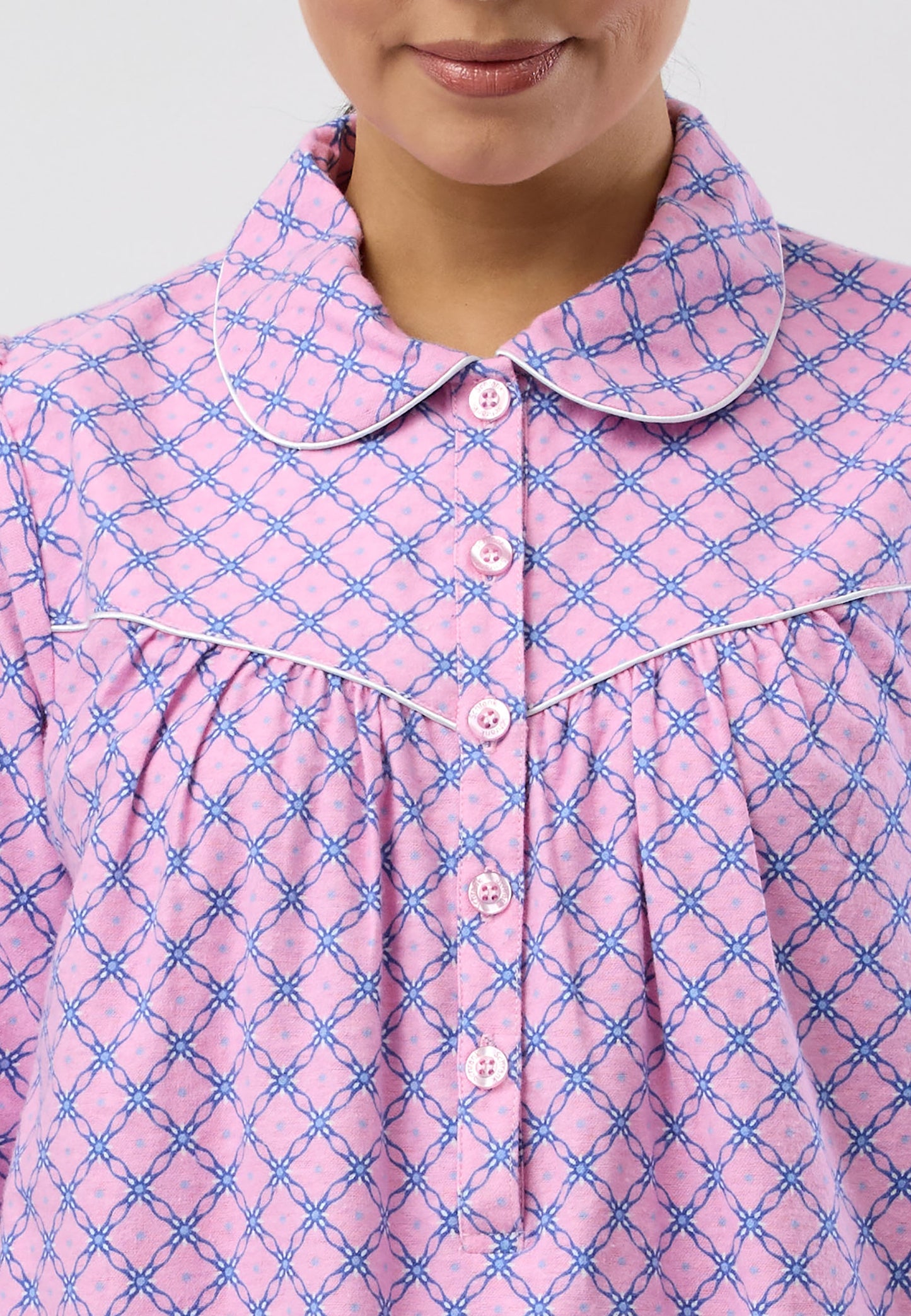 LATTICE COLLAR  NIGHTIE PINK - SK612L5