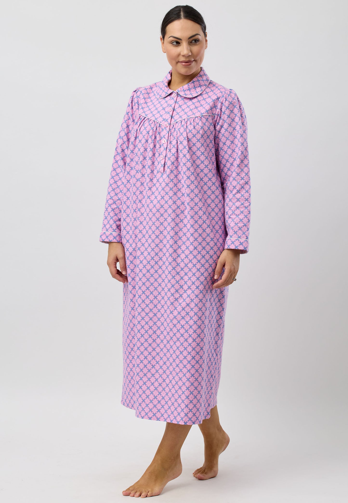LATTICE COLLAR  NIGHTIE PINK - SK612L5