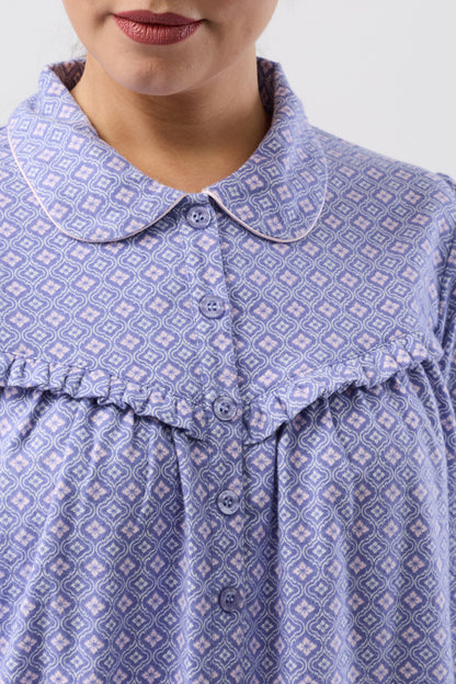 FLEUR DE LYS COLLAR NIGHTIE INDIGO - SK618F6