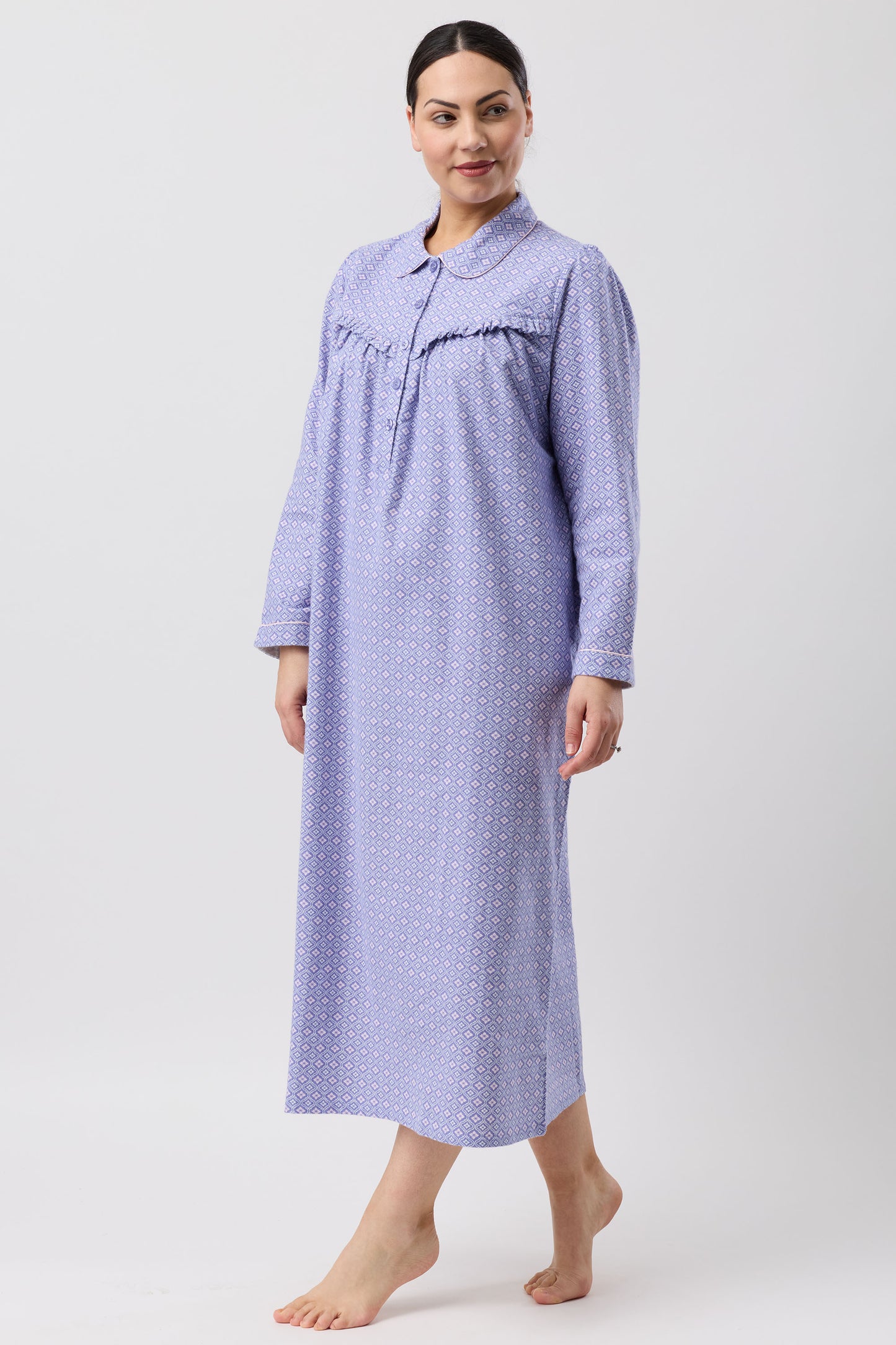 FLEUR DE LYS COLLAR NIGHTIE INDIGO - SK618F6