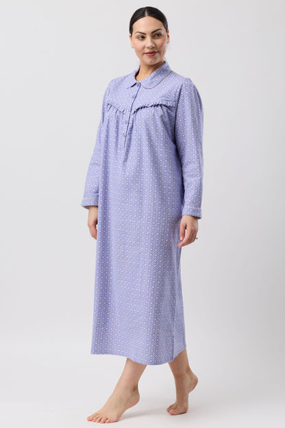 FLEUR DE LYS COLLAR NIGHTIE INDIGO - SK618F6